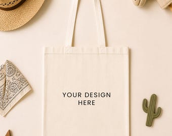 Western Tote Bag Mockup, Cowgirl Canvas Bag Mockup, Cowboy Tote Mockup