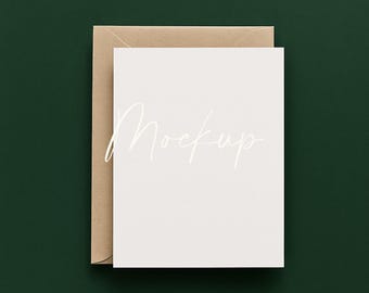 Minimalist Forest Green Photoshop Card Mockup: 5x7 Mock Up Stationery (Instant Download)