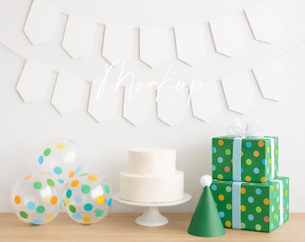 Green Party Banner Mockup: Minimalist Mockup Bunting Template (PSD & PNG)