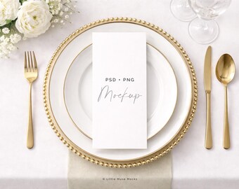 Hochzeitsmenü Mockup: Leeres Briefpapier (PSD & PNG)