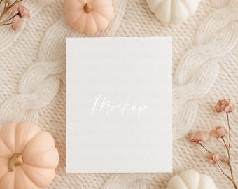 Boho Fall Card Mockup: 5x7 Autumn Stationery (Instant Download)