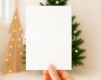 Minimalist Christmas Card Mockup: 5x7 Blank Holiday Card Template (Digital Download)