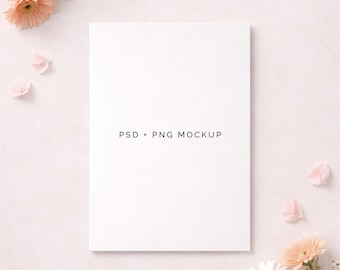 Mothers Day Card Mockup: Blank 5x7 Invitation Template (PSD & PNG)