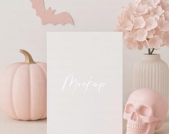 Pink Halloween Card Mockup: 5x7 Invitation Template (Digital Download)