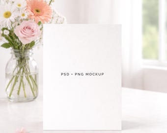 Mothers Day Card Mockup: Blank 5x7 Invitation Template (PSD & PNG)