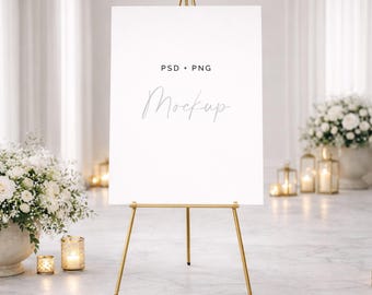 Hochzeitsschild Mockup (18x24" PSD & PNG Digital Download