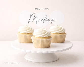 Minimalist Cupcake Topper Mockup Template: Blank Round Toppers (Digital Download .PSD & .PNG Files)