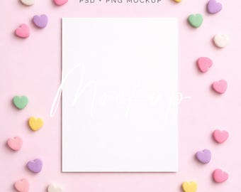 Valentinstag Karte Mockup: 5x7 Photoshop Candy Hearts Mock Up Briefpapier (Instant Download)