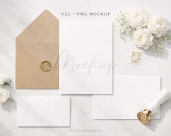 Wedding Invitation Suite Mockup: Blank Wedding Stationary (PSD & PNG)
