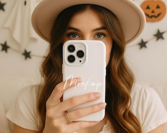 Halloween iPhone Case Mockup Template, Editable phone mockup