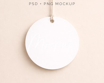Circle Gift Tag Mockup Template: Blank Round Tag (Digital Download .PSD & .PNG Files)