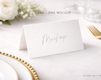 Hochzeit Tischkarte Mockup: Leeres Essenszelt, Hochzeit Stationär (PSD & PNG)