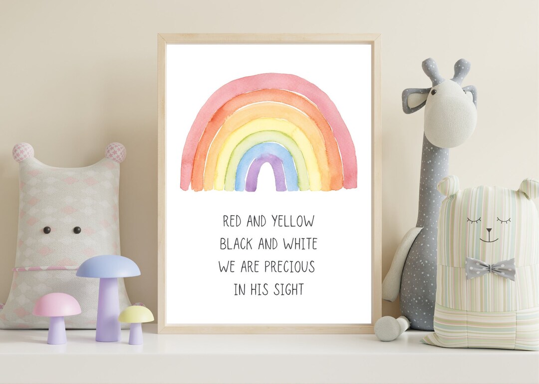 Pastel Nursery Rhyme Wall Art - Jesus Loves the Little Children - Etsy