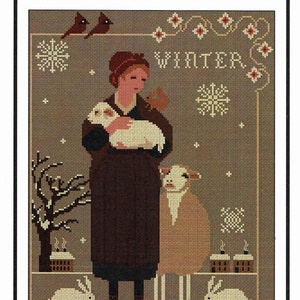 Winter Blessing von Twin Ptak Primitives Kreuzstichmuster / Kreuzstichvorlage