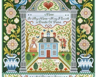 Schema/diagramma per punto croce "American Antique Sampler" di Kooler Classic Charts