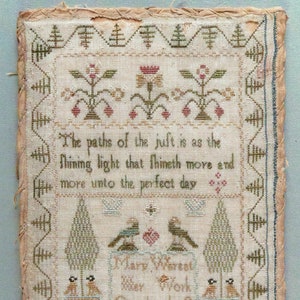 Mary Wereat 1783 Sampler by Modern Folk Embroidery Counted Cross Stitch Pattern/Chart