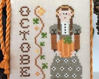 Calendar Girls-October by Little House Needleworks Counted Cross Stitch Pattern/Chart