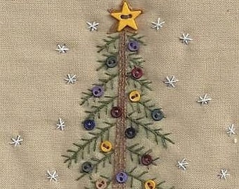 Tree Tea Dye - Christmas Keepsake Collection by Chickadee Hollow Designs Hand Embroidery