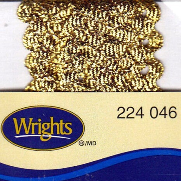 Gold Metalic - Wright Co 1/4" Baby Rick Rack Trim -  2.5 Yards