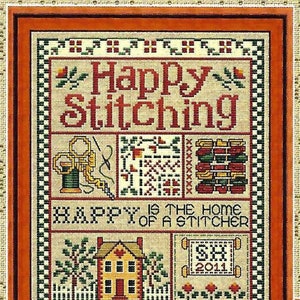 Happy Stitching by Sue Hillis Counted Cross Stitch Pattern/Chart