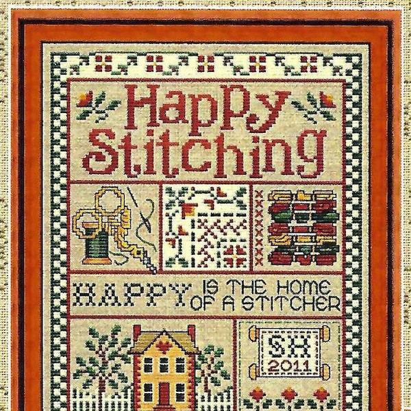 Happy Stitching by Sue Hillis Counted Cross Stitch Pattern/Chart