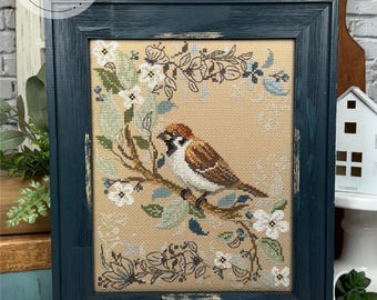 Birds In Nature - Sparrow by Erin Elizabeth Designs Counted Cross Stitch Pattern/Chart
