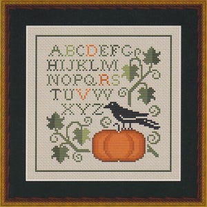 Herbstkrähe und Kürbis von Happiness Is Heart Made Counted Cross Stitch Pattern / Chart