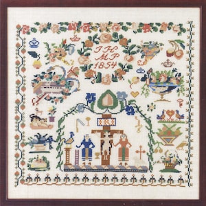 Sampler 1854, Leaflet #155122 by Permin Counted Cross Stitch Pattern/Chart