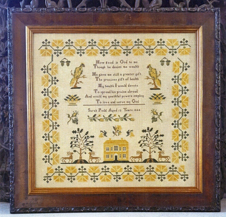 Sarah Podd 1844 Sampler Reproduction by Samplers Not Etsy