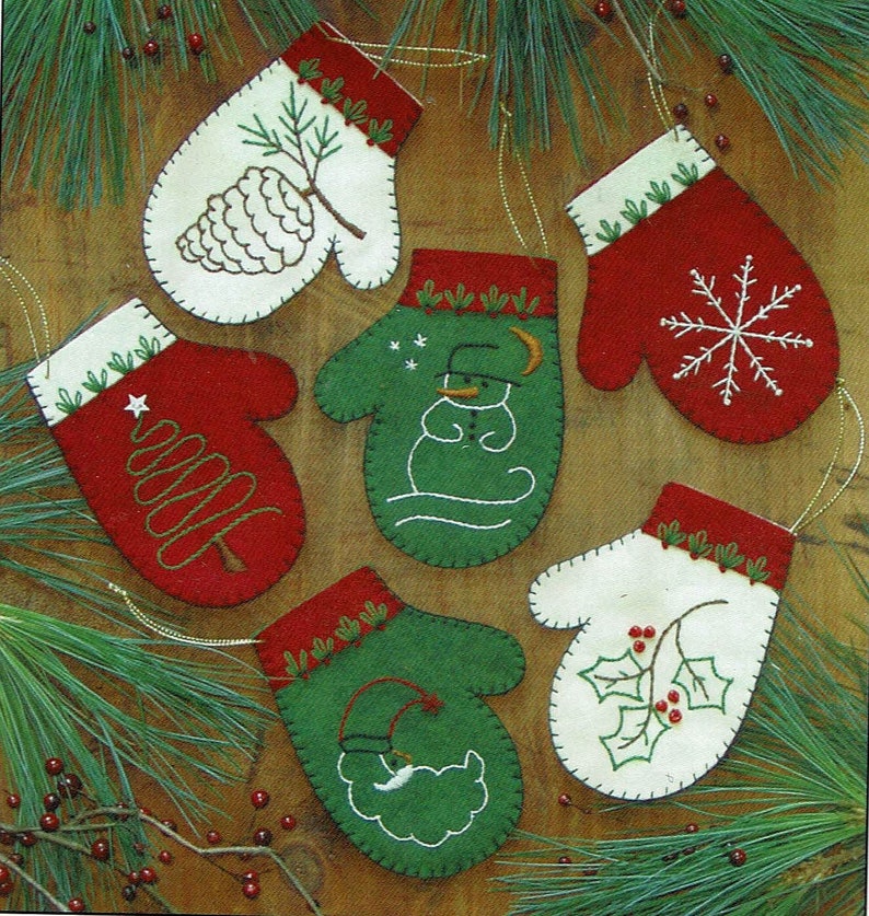 Mittens Ornaments by Rachel's of Greenfield Needlework Kit Etsy