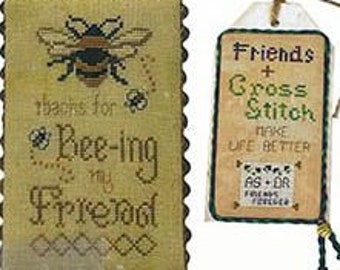 Cross Stitch Friends with Heart Charm by Rosie & Me Geteld kruissteekpatroon/-tabel