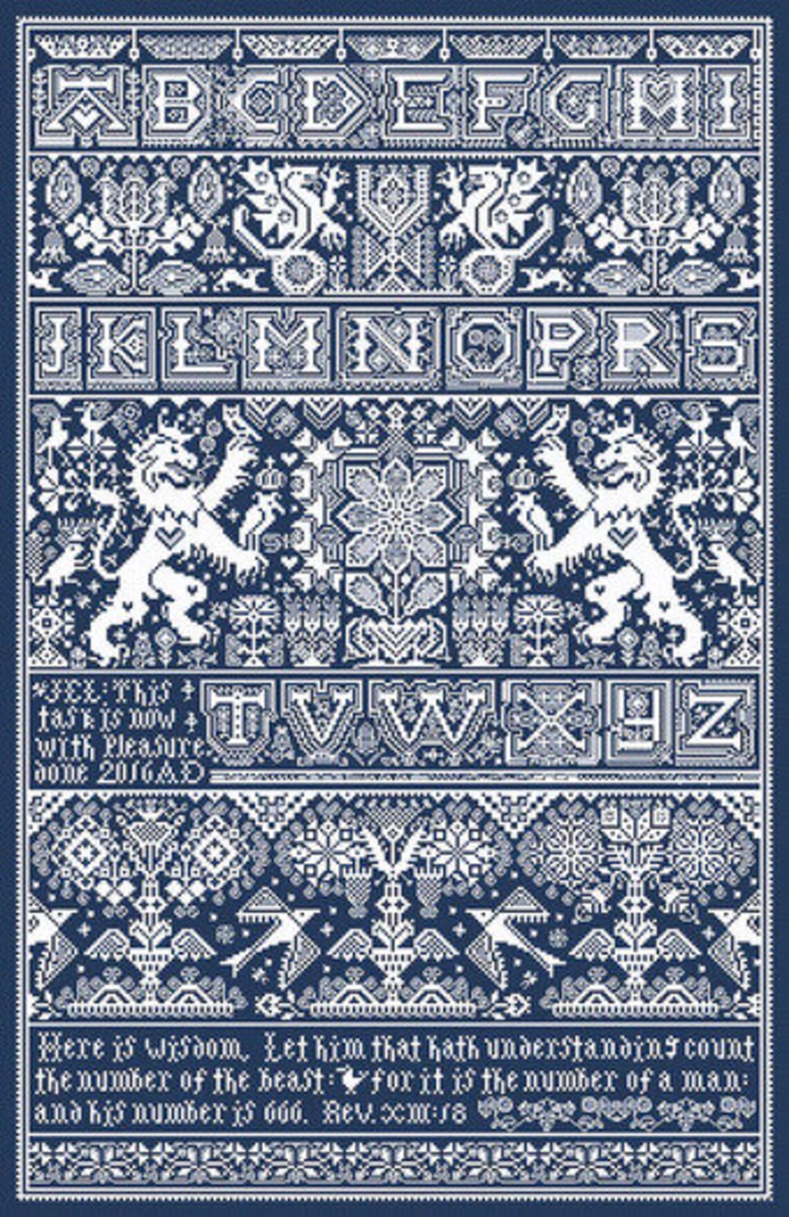 Chart Pattern Beast Beast by Long Dog Samplers Counted Cross Stitch Pattern/chart - Etsy