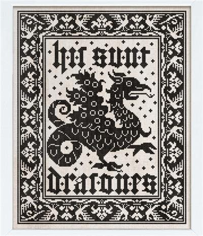 Here Be Dragons by Modern Folk Embroidery Counted Cross Stitch Pattern/Chart