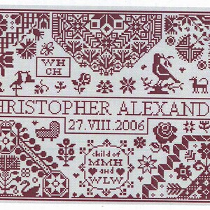 Bienvenue (Welcome Baby Sampler) by Long Dog Samplers Counted Cross Stitch Pattern/Chart