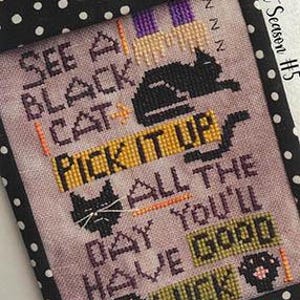 Schwarze Katze Staffel 5 Good Luck von Lindy Stitches Kreuzstichmuster / Kreuzstichvorlage