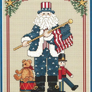 Patriotic Santa 8 by Sue Hillis Designs Counted Cross Stitch Pattern/Chart