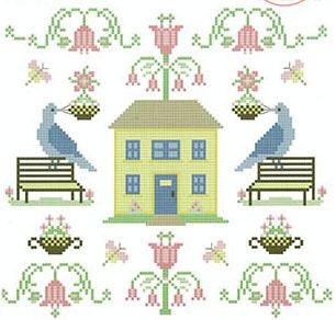 Happy At Home Spring by Anabella's Counted Cross Stitch Pattern/Chart
