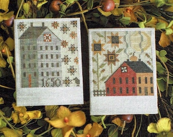 Autumn Saltboxes by Plum Street Samplers Counted Cross Stitch Pattern/Chart