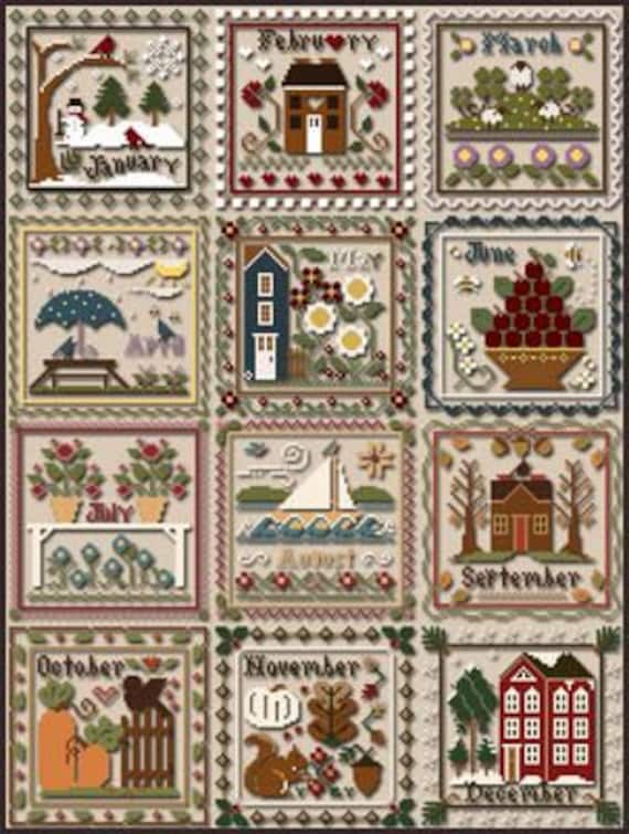 Little House Needleworksクロスステッチキット図案　刺繍糸 Months of the Year by Little House Needleworks Counted Cross