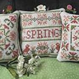 Patrón/gráfico de punto de cruz contado con adornos Spring On The Square de Scissor Tail Designs