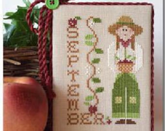 Patrón/diagrama de punto de cruz contado para la temporada de septiembre de Calendar Girls de Little House Needleworks