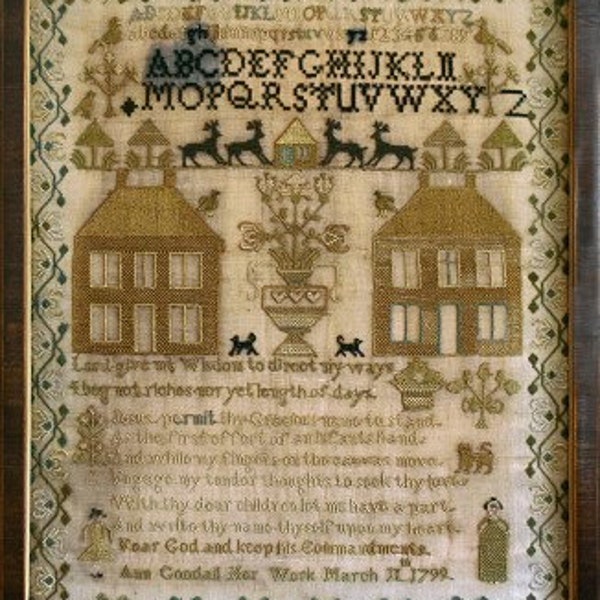 Ann Goodall Sampler English Reproduction 1799 by Little House Needleworks Counted Cross Stitch Pattern/Chart