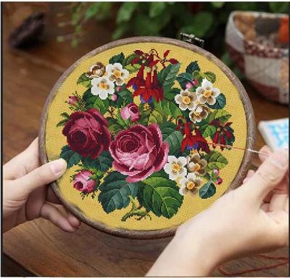 Arrangement of Flowers by Antique Needlework Design Counted Cross