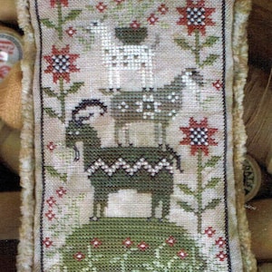 Patrón/gráfico de punto de cruz contado "Carga de cabra" de Plum Street Samplers