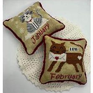 Katten van de maanden - jan en februari door Romy's Creations geteld kruissteekpatroon/-tabel