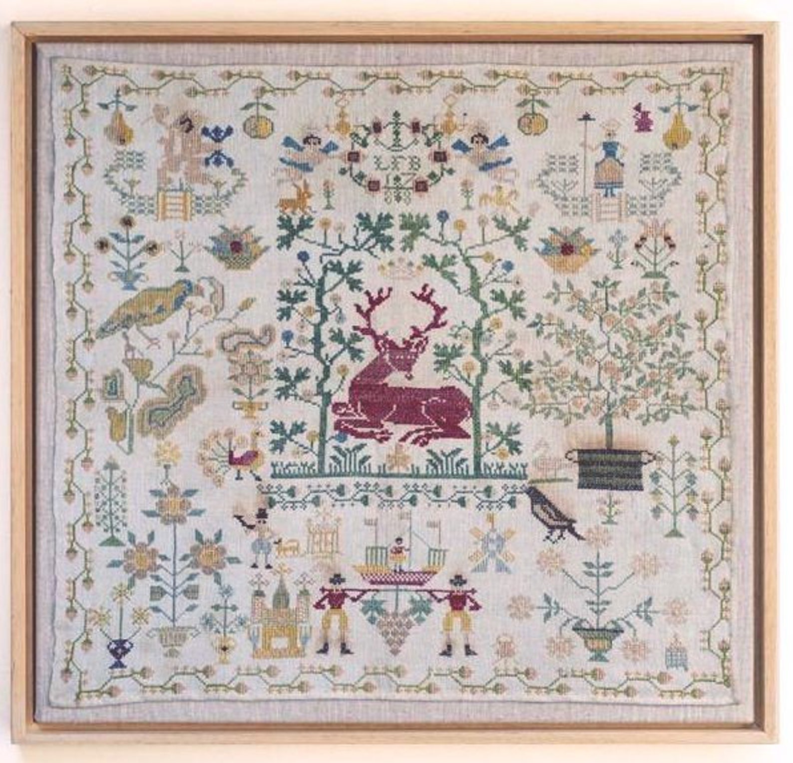 LFB 1788 A Red Deer Sampler by Modern Folk Embroidery Counted Cross