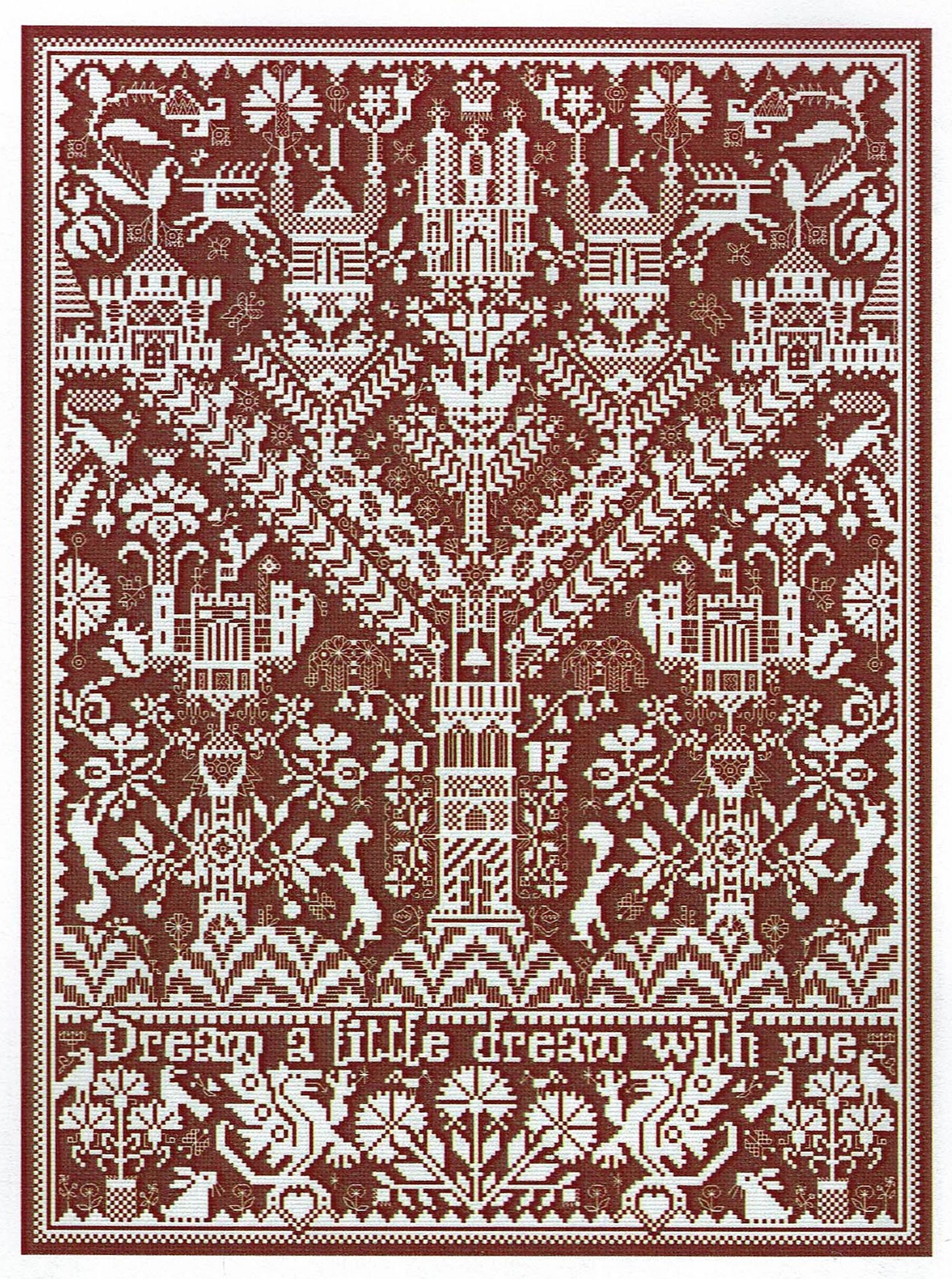 Opus II by Long Dog Samplers cross stitch chart design primitive medieval sample