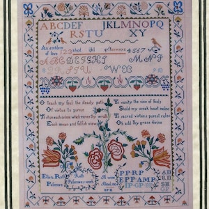 Ruth Passmore 1804 Reproduction Sampler by Queenstown Sampler Counted Cross Stitch Pattern/Chart