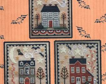 Halloween House Trio by Waxing Moon Counted Cross Stitch Pattern/Chart