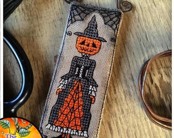 Pumpkin-Head Witch by The Elfin Forest Counted Cross Stitch Pattern/Chart